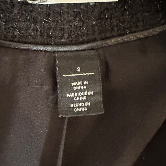 ✨White House Black Market Women's Black Tweed Jacket With Pearl Chain Trim✨ - Picture 6 of 7